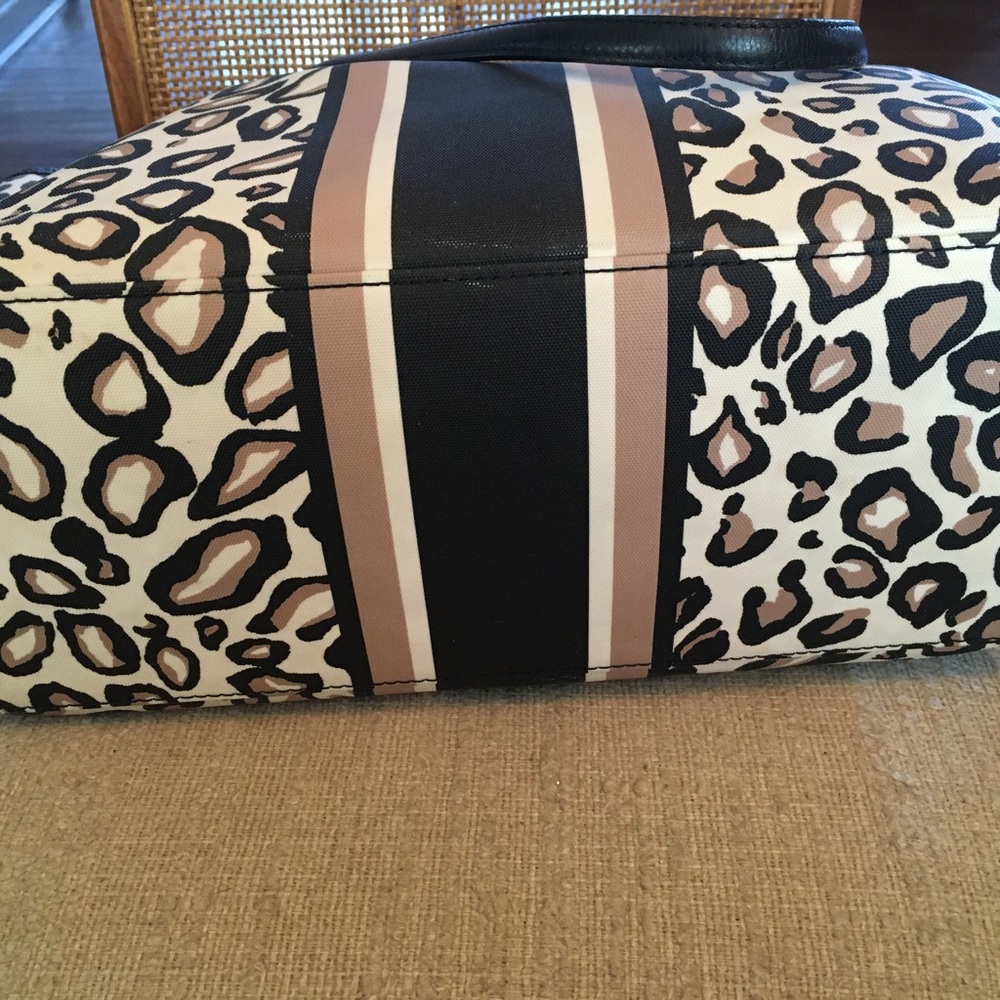 Brighton Tula Shopper Tote Cheetah Ocelot Animal Print and Stripe Design - Picture 2 of 13